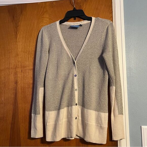 Simply Vera Button Up Cardigan Sparkly Gold and Tan Size XL - Picture 1 of 4